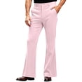thumbnail image 2 of XuJwPNcy Mens Dress Pants Classic Fit Pockets Flared Pants Trendy Business Casual Bell Bottom Trousers Work Office Slacks(Pink,Large), 2 of 7