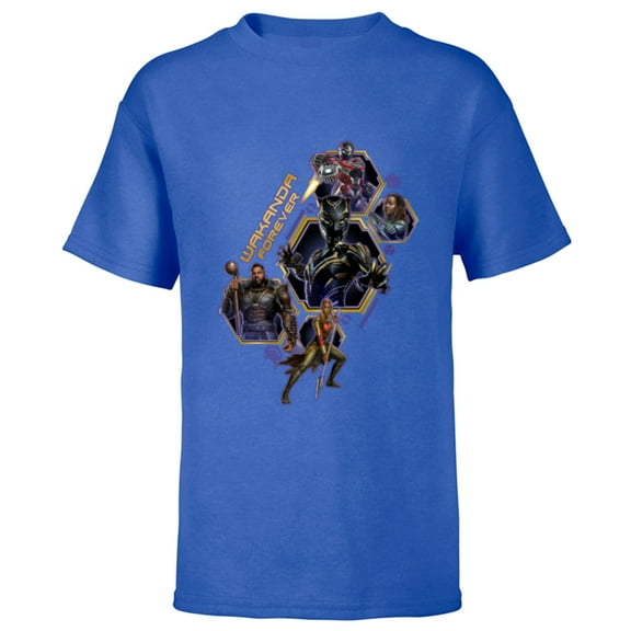Marvel Black Panther: Wakanda Forever Protectors of Wakanda - Short Sleeve T-Shirt for Kids - Customized-Royal