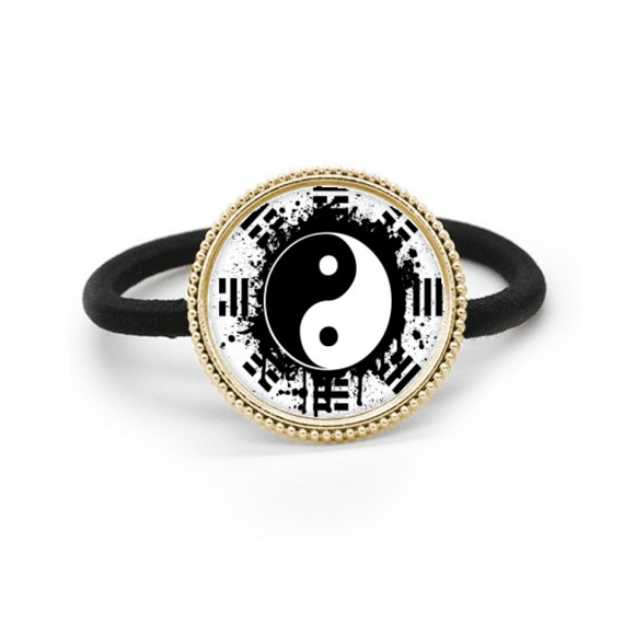 Eight Diagrams Taiji Yin-yang China Pattern Silver Metal Hair Tie And Rubber Band Headdress