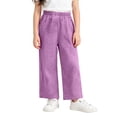 thumbnail image 3 of SONXAHE Toddler Boys Cotton Gauze Pants Solid High Waist Wide Leg Straight Fit Breathable Trousers,Purple, 3 of 6