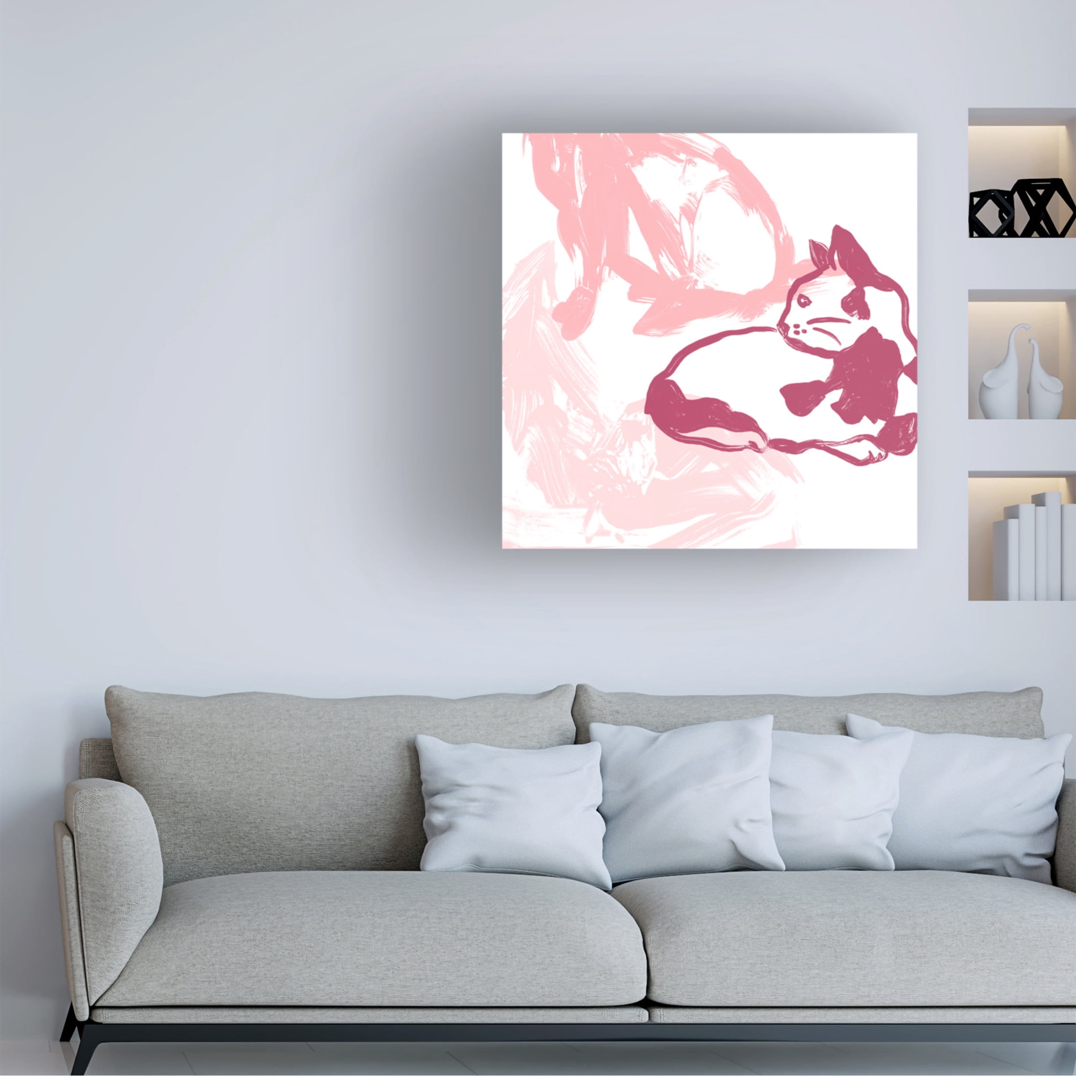 Canvas Wall Art - June Erica Vess 'Paint Box Cats VIII' Wall Art for Living Room, Bedroom, or Office Décor by Trademark Fine Art - 24 x 24 Inches