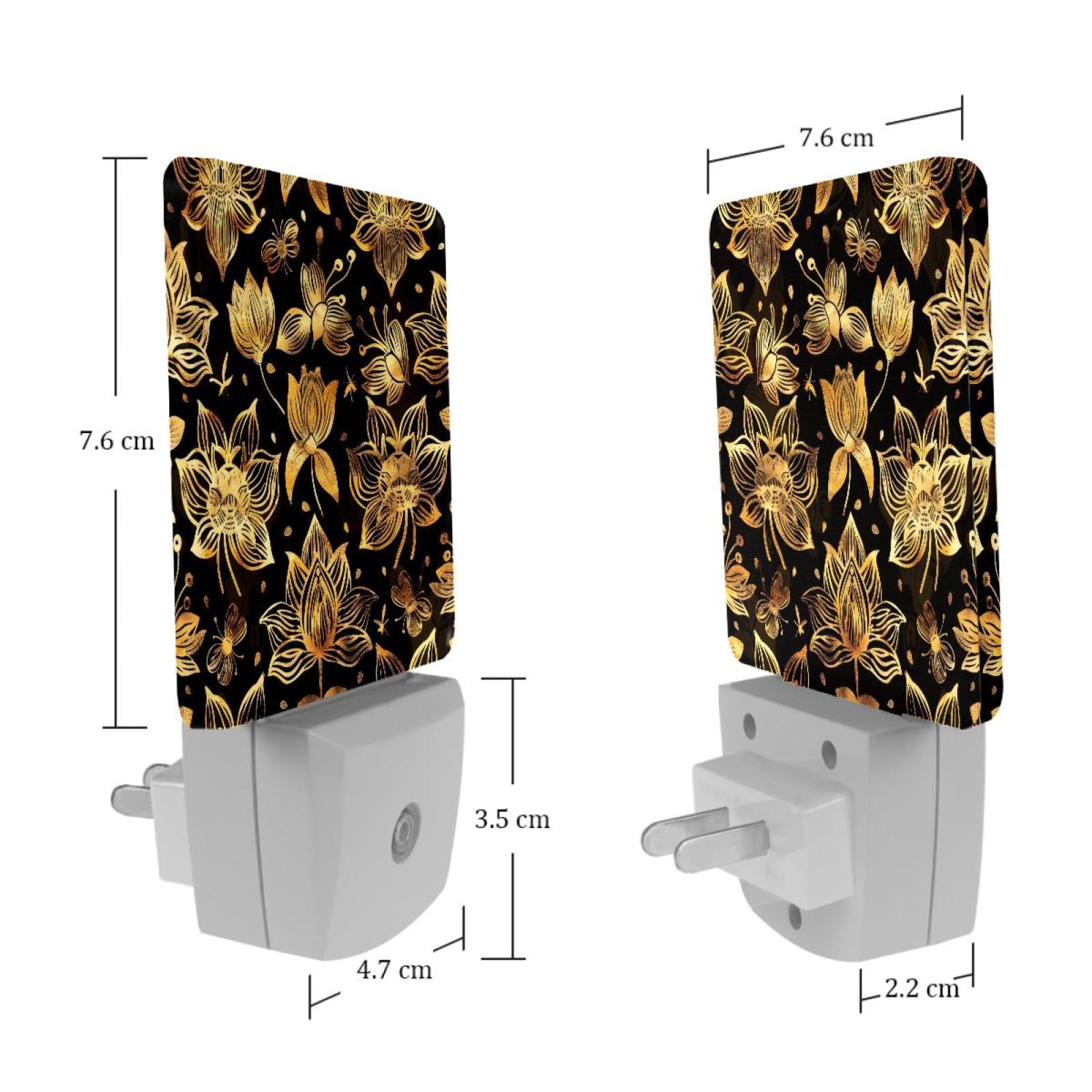 PhooArto Lotus Flower Golden Pattern Plug in LED Night Light Auto Sensor Dusk to Dawn Decorative Night for Bedroom, Bathroom, Kitchen, Hallway, Stairs, Baby's Room, Energy Saving