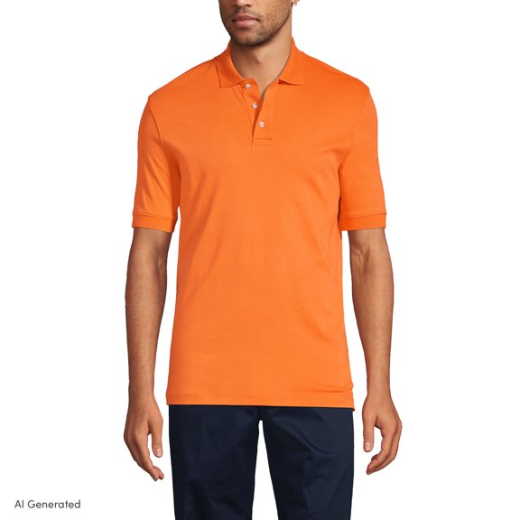 Lands' End Essentials Men's Long Sleeve All Day Comfort Polo Shirt - 100% Cotton Won't Shrink Pill Fade