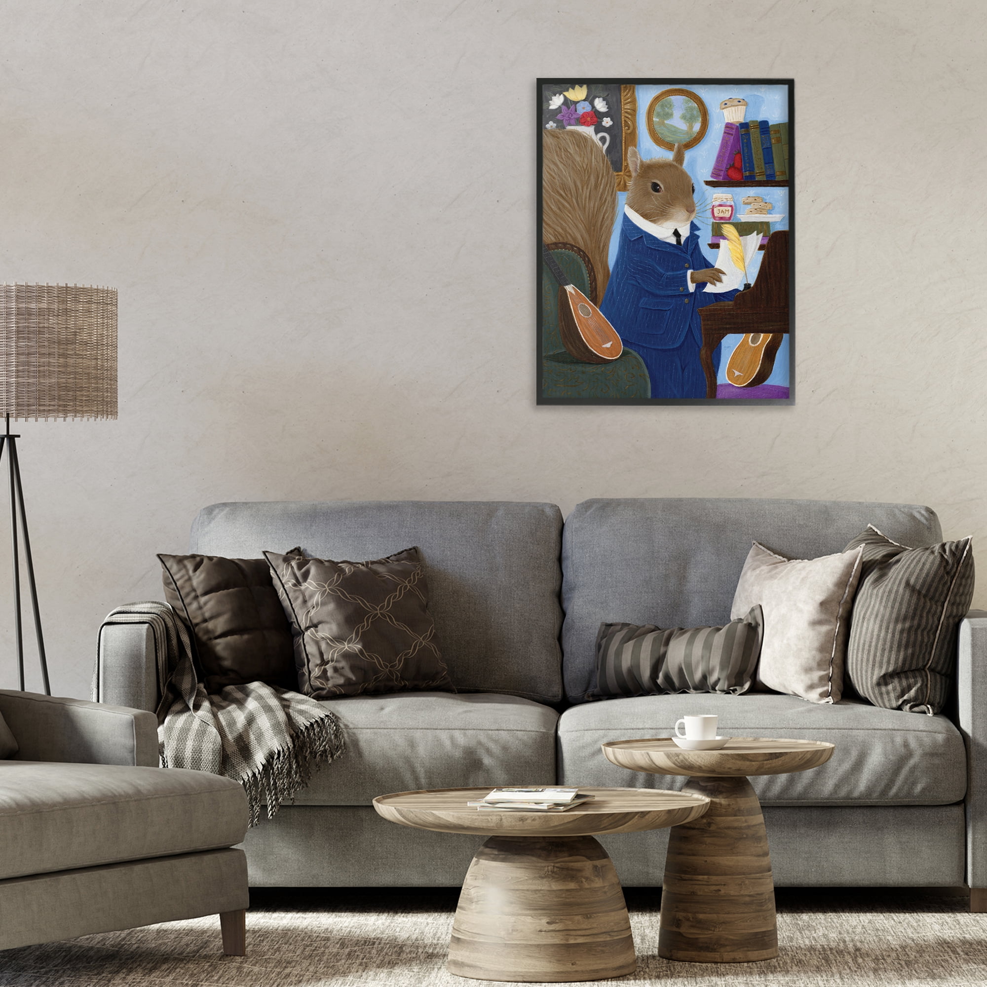 Stupell Industries Gentleman Squirrel Composing Black Framed Giclee Art, design by Gina Matarazzo