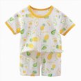thumbnail image 1 of COMVALUE Ensemble de Pyjama pour Tout-Petit à Imprimé d'Animaux Mignons Dinosaures, Manches Courtes, Col Ras du Cou, Tenue Assortie en Coton pour Bébé (Jaune Pâle, 3-4 Ans), 1 of 4