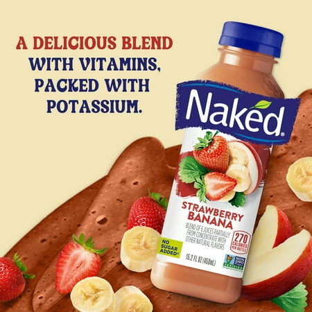 Naked Juice Strawberry Banana Flavored 100% Fruit Smoothie Blend, 15.2 fl oz