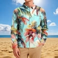 thumbnail image 3 of BiZtdJrK Long Sleeve Shirts for Men Summer Casual Button Up Blouse Fashion Hawaiian Beach Tops Vacation Clothes, Mint Green, XL, 3 of 8