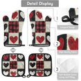 thumbnail image 3 of Valentine''s Day Oven Mitts and Pot Holders Set of 2, Red Buffalo Check Heart Heat Resistant Oven Mitts Kitchen Oven Glove for Cooking, Baking, 3 of 6