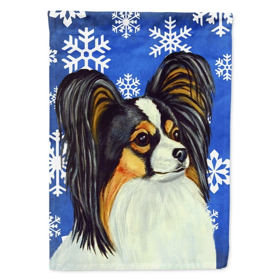 Carolines Treasures LH9300-FLAG-PARENT Papillon Winter Snowflakes Holiday Flag  multicolor