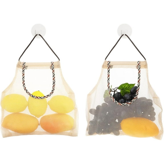 YEKEYI Hanging Storage Mesh Bags, 2 PCS Nylon Reusable Portable Mesh Tote Bag Produce Bags Hanging Bag for Onions Potatoes