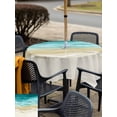 thumbnail image 4 of Outdoor Tablecloth with Umbrella Hole and Zipper, Turquoise Summer Beach Coastal Square Table Cloth 54x54 Inch Waterproof Tablecloth, Nautical Beige Seaside Picnic Table Cover for Patio Camping, 4 of 7