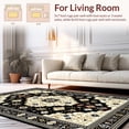 thumbnail image 2 of ODIKA 6'x9' Machine Washable Non-Slip Area Rug, Luxurious Vintage Damask Motif High Traffic Rug, Black, 14051, 2 of 7