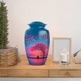 thumbnail image 6 of MUKTIVE Cherry Blossom Memorial Combo Urns for Human Ashes, Large Funeral Urns for Ashes Adult Female and Male Cremation, Keepsake Blue Burial Urn for Women (1 Large, 4 Keepsake), 6 of 7