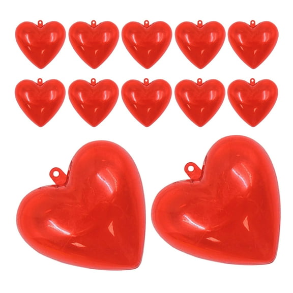 IBASETOY 12Pcs Clear Fillable Heart Ornaments Plastic Balls for Valentine Wedding Anniversary Party Decoration