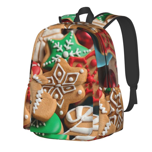KLL Sac à Dos Décontracté Imprimé Cookies de Noël, Sac de Voyage pour Hommes Femmes Sac à Dos Léger