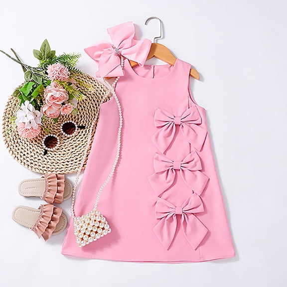 Girls Holiday Dresses Summer Birthday Dress for Girls Kids Flower Dress for Girls 6-7 Years
