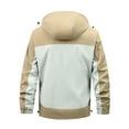 thumbnail image 3 of Iugvhana Men's Riding Windproof Hooded Jacket Casual Outdoors Hiking Climbing Coats Fall Winter Zip Up Long Sleeve Jackets Khaki XL, 3 of 3