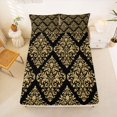 thumbnail image 5 of jejeloiu Opulent Damask Queen Sheets,Gold Print Queen Sheet Sets For Adults,Black Gold,4pcs,1 Flat Sheet, 1 Fitted Sheet and 2 Pillowcases, 5 of 6