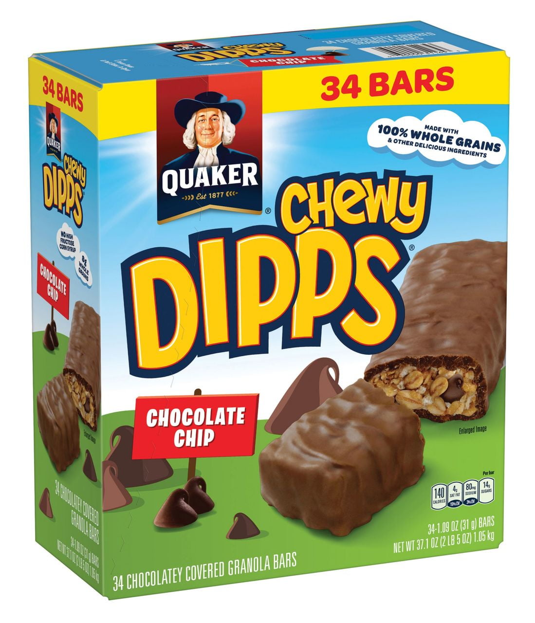 Product of Quaker Chewy Dipps Chocolate Chip Granola Bars, 34 pk./1.09 oz