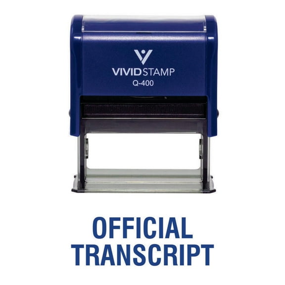 Vivid Stamp Official Transcript Self Inking Rubber Stamp (Blue Ink) - X-Large