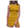 thumbnail image 1 of Fankiway Robe d'Été Unie pour Femmes Mode Slim Plissée Sans Manches Col Rond Robes d'Été pour Femmes Liquidation Robes pour Femmes Grande Taille Liquidation, 1 of 4