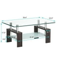thumbnail image 4 of Giantex Table Basse Moderne en Verre avec Étagère de Rangement Inférieure et Cadre en Métal, Grain de Bois Noir, 4 of 8