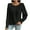 Black, variant on Fayshow0 Blouses 3/4 Sleeve V Neck Shirts Tops Save Up under 50% Women's Casual Solid Color Lace Patchwork Long Sleeved Round Neck Top/shirt,Black XL