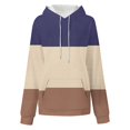 thumbnail image 4 of Scyoekwg Women'S Sweatshirts Fall Hoodies Loose Hooded Drawstring Sweatshirt Pocket Color Block Graphic Sweatshirt Long Sleeve Pullover Tops Trendy Dressy Casual Pullover(Navy,L), 4 of 5