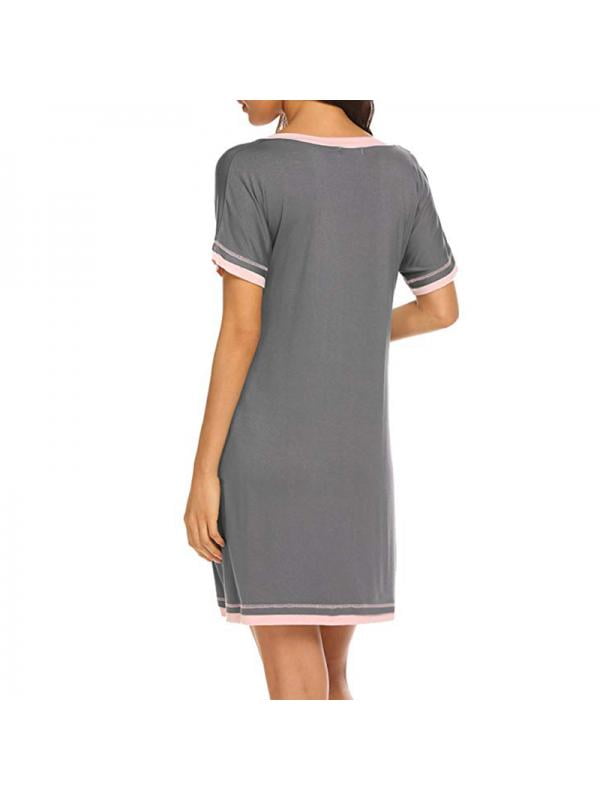 Catlerio Women's Short Sleeve Pajamas Nightgown Sleepwear T shirt