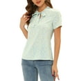 thumbnail image 1 of INSPIRE CHIC Blouse Imprimée à Manches Courtes avec Nœud au Cou pour Femmes TP Vert-Floral, 1 of 6