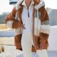 thumbnail image 1 of Chaqueta de gran tamaño para mujer, ropa de calle con capucha y bolsillo de felpa cálida, abrigo holgado para mujer, ropa femenina 2023, 1 of 5