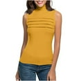 thumbnail image 7 of Lenpel Sleeveless T Shirts for Women Plus Size Mock Turtleneck Neck Pleated Front Slim Tank Tops Soft Casual Tunic Blouses, 7 of 7