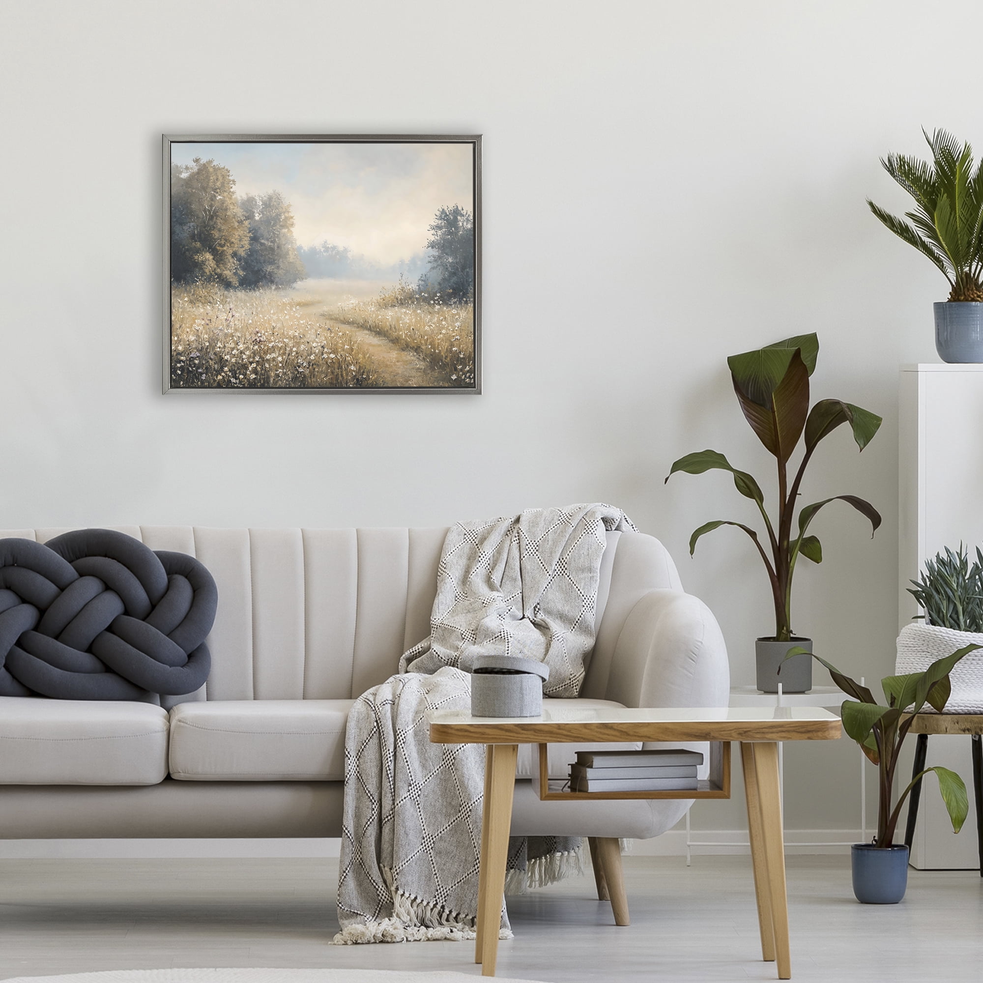 Stupell Industries Wandering Wildflower Path at Dawn Gray Framed Floater Canvas Wall Art, design by Creative Studio