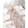 thumbnail image 4 of CHUNTIAN Gauze Table Runner,Cheesecloth Table Setting,Semi-Sheer Personalize Retro Boho Dining Vintage Wedding Decor Dinner Tablecloth, 4 of 6