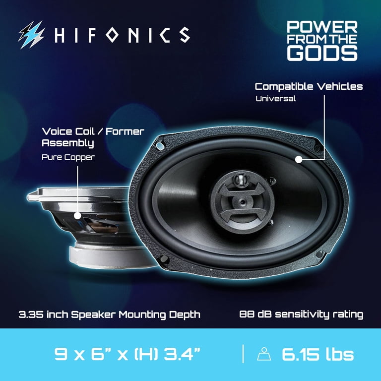 Hifonics Zeus Auto Install 800W 6x9 Inch 3 Way Car Audio Coaxial