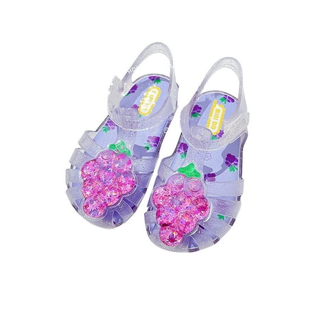 

Sanviglor Girl s Princess Shoes Beach Flat Sandals Summer Jelly Sandal Party Lightweight Cute Casual Ankle Strap Grape 11C