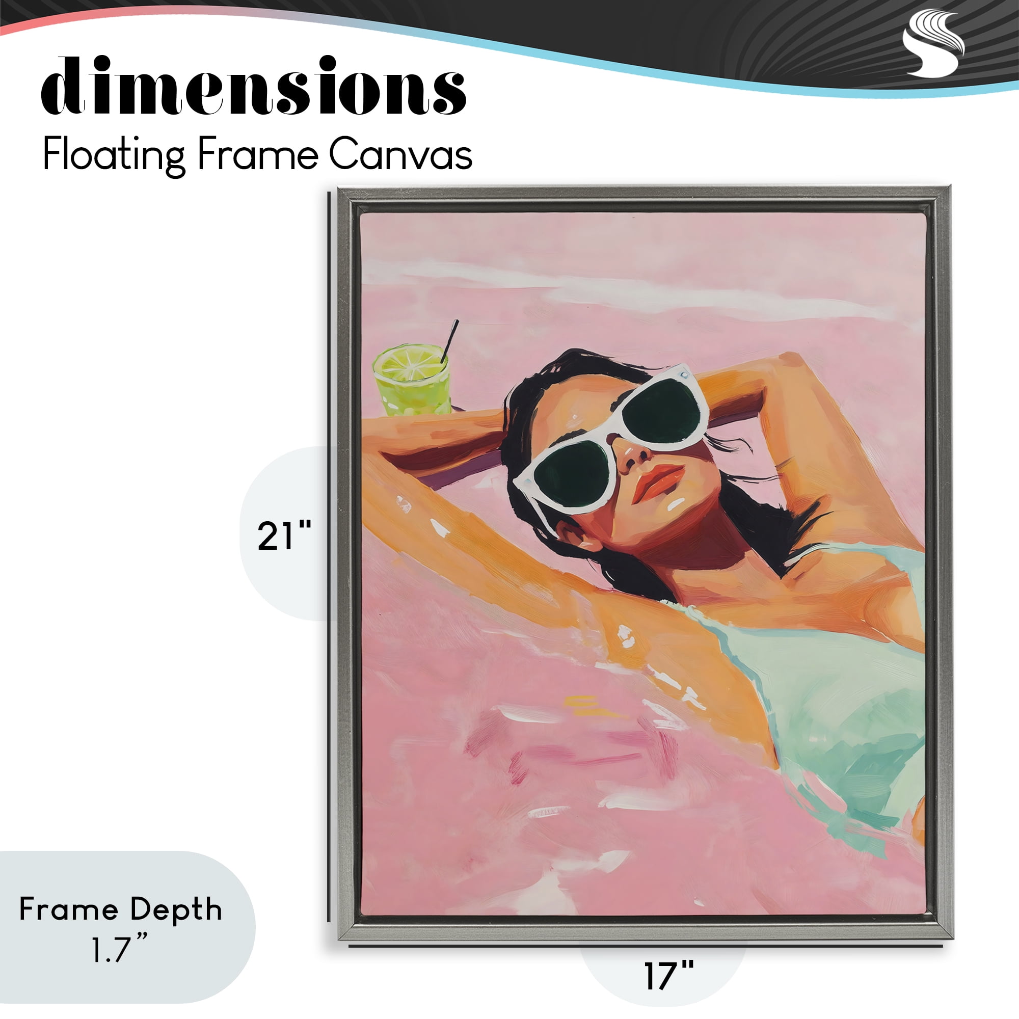 Stupell Industries Trendy Summer Girl Gray Framed Floater Canvas Wall Art, design by The Prints Vibe