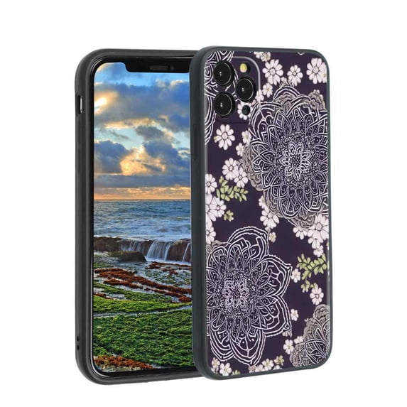 Floral-Mandala-75 Phone Case, Degined for iPhone 11 Pro Max Case Men Women, Flexible Silicone Shockproof Case for iPhone 11 Pro Max