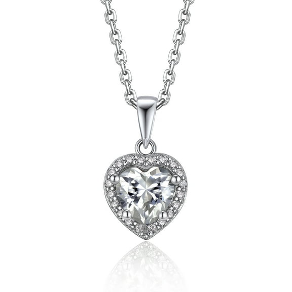 Momentwish 1 Carat D color VVS1 Simulated Diamond Necklace For Women Moissanite Heart Pendant Sterling Silver Jewelry Christmas Gifts