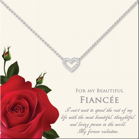 Anavia Anniversary Day Gift for Fiancee Engagement Gift Gifts for Fiancee Gift for Her Heart Necklace Necklace for Fiancee Gift for Birthday Anniversary Gift - [Silver]