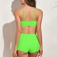 thumbnail image 4 of Yghzkop Women's Drawstring Bikini Set Solid Color Padded Top Sexy Backless Bottom Adjustable Side Ties Two Piece Swimsuit, 4 of 4