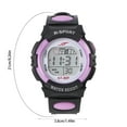 thumbnail image 3 of Reloj electrónico luminoso impermeable para niños | Reloj deportivo digital multifuncional para niños y niñas | Esfera de cristal púrpura | Cronómetro alarma | Caja de ABS | Correa de PVC | Regalo, 3 of 6