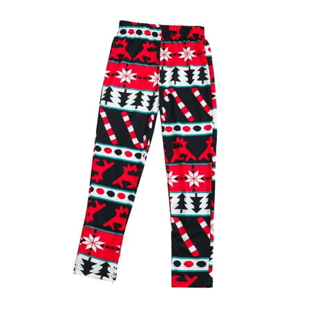 

YWDJ Boys Girls Pants Christmas Style Kids Fashion Casual Trousers Home Trousers Black 6-8 Years