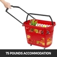 thumbnail image 3 of VEVOR 6 Pcs Chariots de Magasin, Panier de Courses en Plastique avec Roues, Paniers de Courses Rouges avec Poignées, Ensemble de Paniers de Courses Portables pour Magasin de Détail, 3 of 9