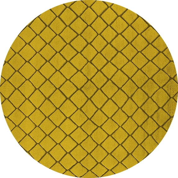 Ahgly Company Machine Washable Indoor Round Oriental Yellow Industrial Area Rugs, 3' Round