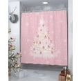 thumbnail image 4 of Teal Christmas Tree Shower Curtain, Snowflake Xmas Tree Waterproof Polyester Fabric Winter Bathtub Curtain, Turquoise Balls Christmas Bathroom Decor Set with Hooks 72 x 72 Inches, 4 of 6