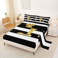 thumbnail image 2 of Erosebridal Cartoon Initial L Bed Sheets for Girl, Stripes Lines King Sheets, 4pcs, 2 of 5