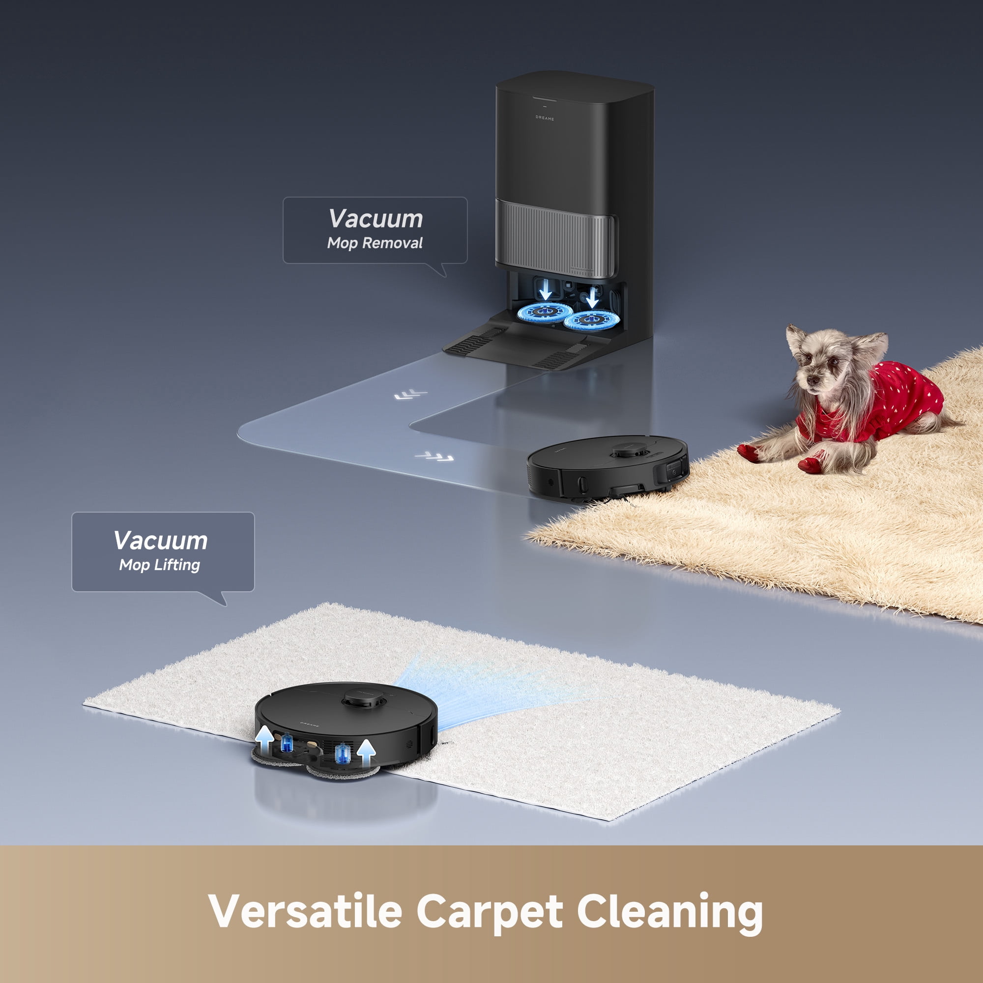 DREAME L40s Ultra Robot Vacuum Kit and Mop,19000Pa Suction, Auto-Empty Mop Self-Cleaning ,Detangling DuoBrush, Extending Mops and Side Brush, 1.57in Obstacle Clearing, App & Voice Control, Black