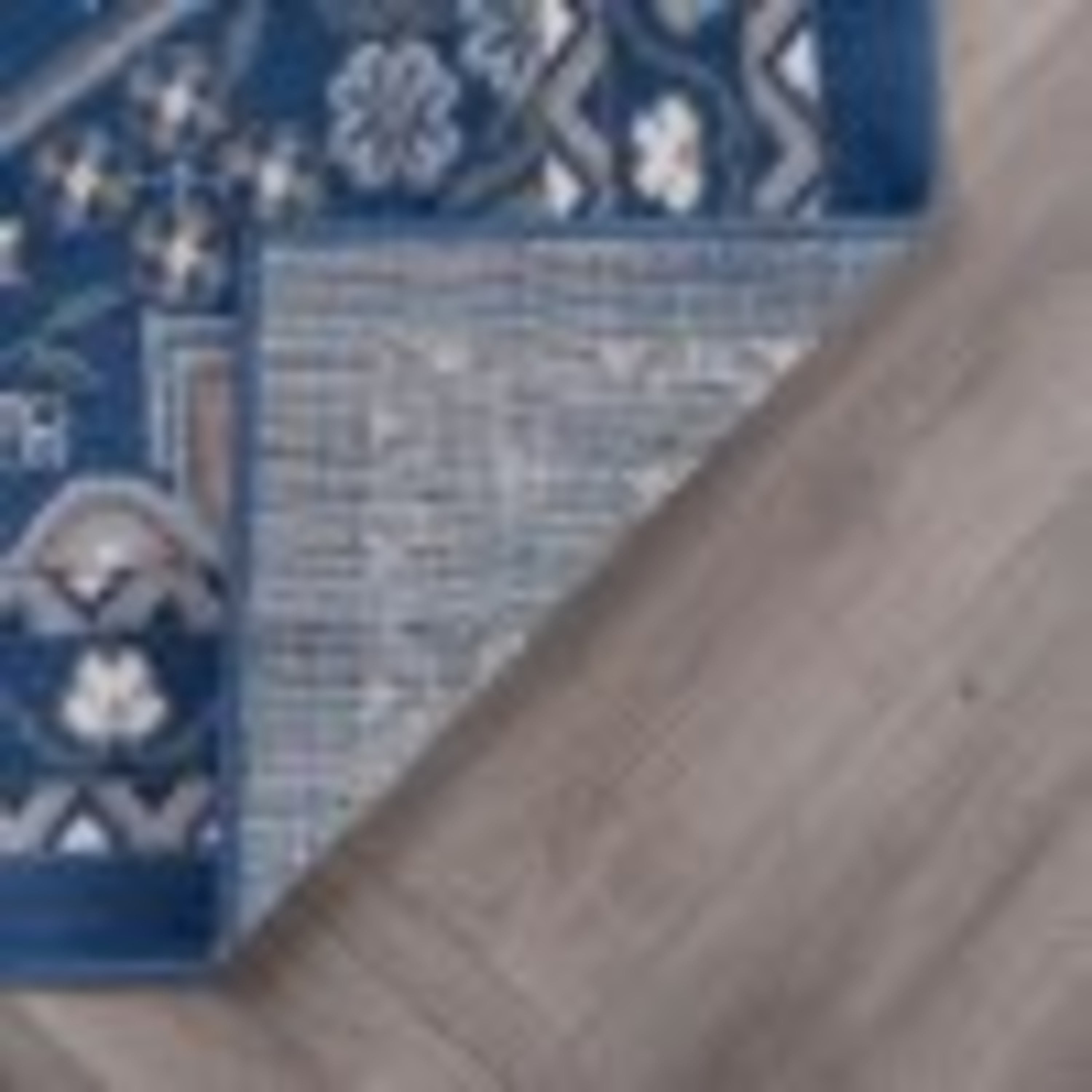 Hampton Traditional 9' x 12.6' Navy and Gray Polypropylene Indoor Area Rug