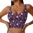 thumbnail image 1 of Balery Halloween Sweet Candy Sujetadores deportivos con espalda cruzada para mujer, acolchados, sin costuras, de alto impacto, ideales para yoga, gimnasio, entrenamiento y fitness.-Small, 1 of 8